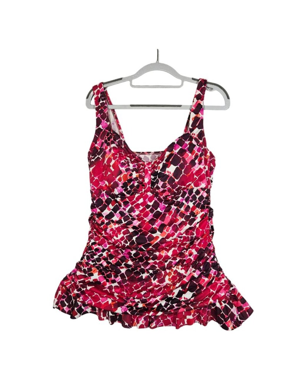 Penbrook swim top womens 14W pink red side gathered swim pool beach casual top
